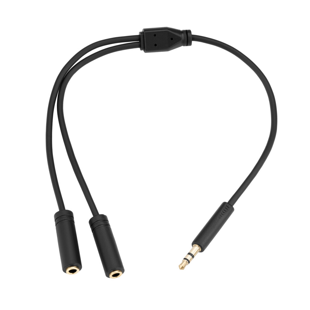 Кабель 2E jack 3.5 > 2хjack 3.5 (M/F) 0.30м, чорний
