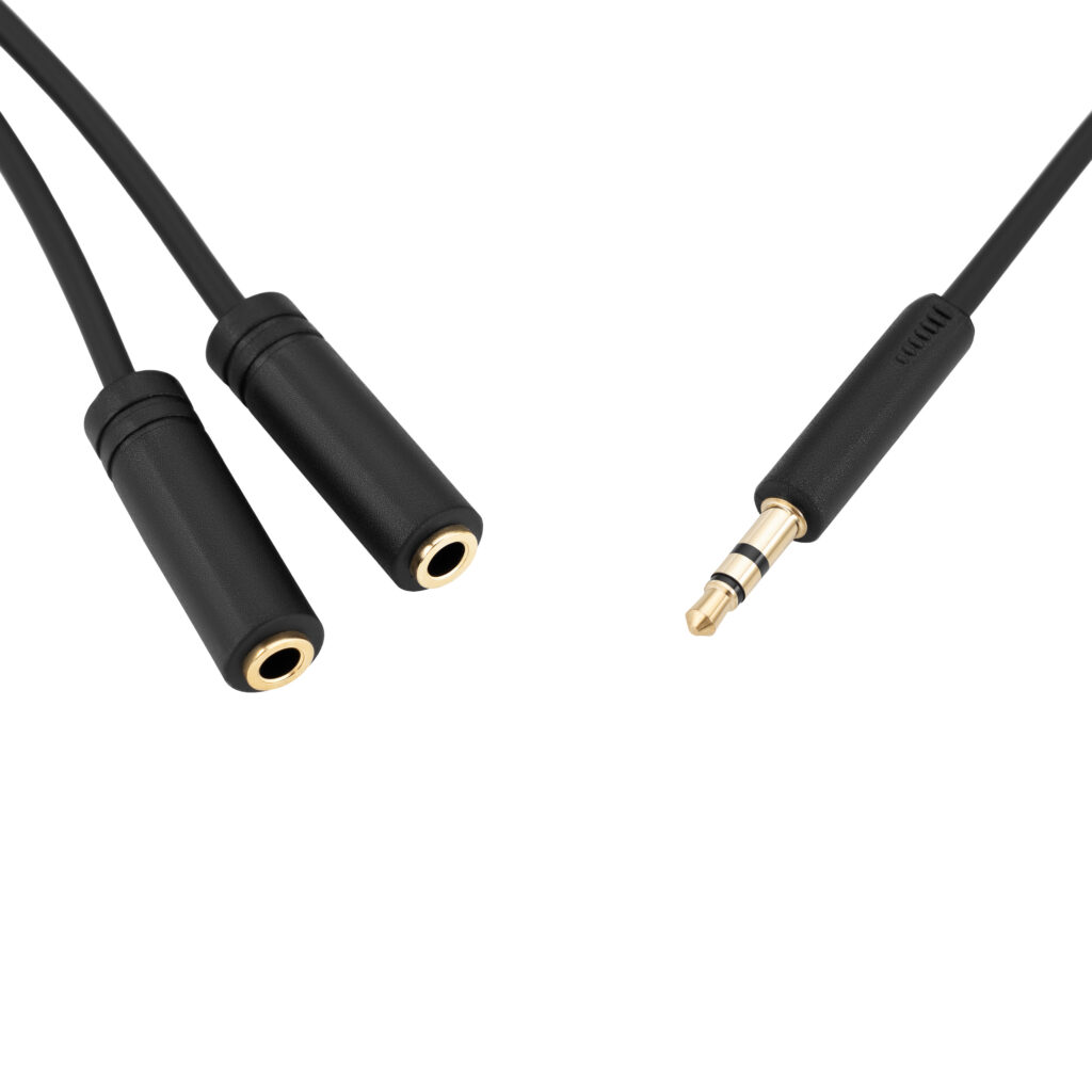 Кабель 2E jack 3.5 > 2хjack 3.5 (M/F) 0.30м, чорний