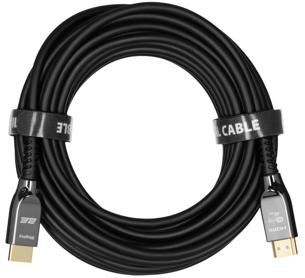 Кабель 2E HDMI (M/M) 10м, 2.1, 8K/60Hz 48Gbps, Optical, чорний