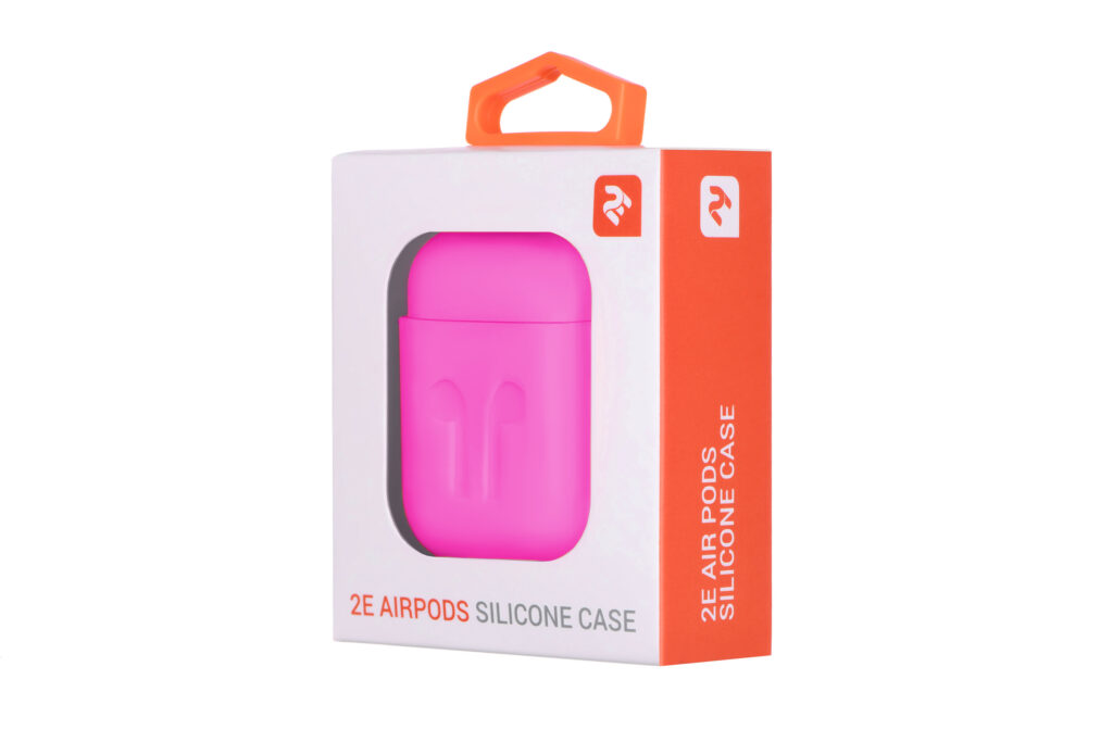 2Е earphone case for Apple AirPods, Pure Color Silicone Imprint (1.5mm), Fuchsia