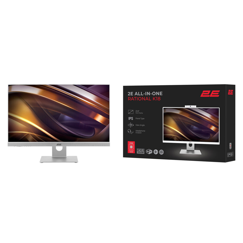 ПК Моноблок 2E Rational K18 23.8″ FHD IPS Intel i5-12400, 16Gb, F480GB, UMA, H610, K18.610, 150W, Win11PE, OFC2024H&B, белый