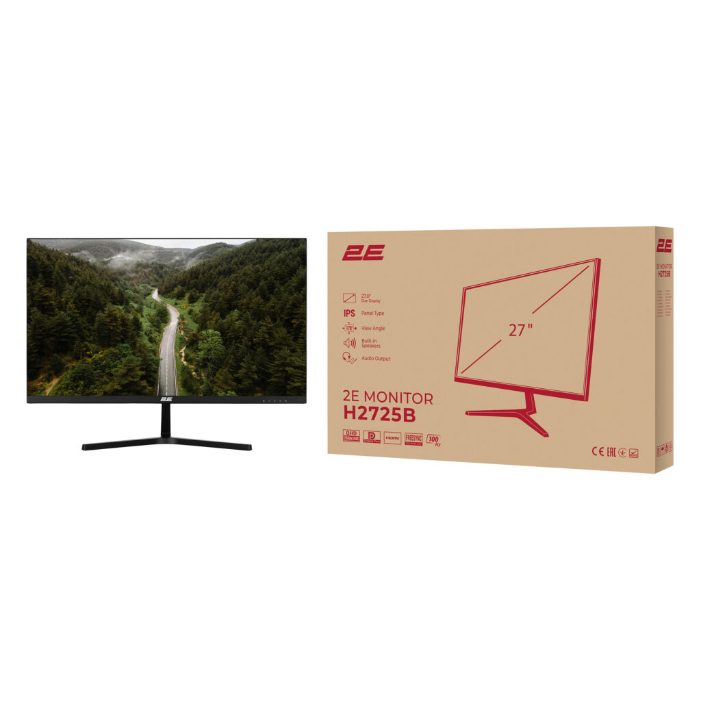 Монитор 2E 27″ H2725B HDMI, DP, ММ, IPS, 2560×1440, 100Hz, FreeSync