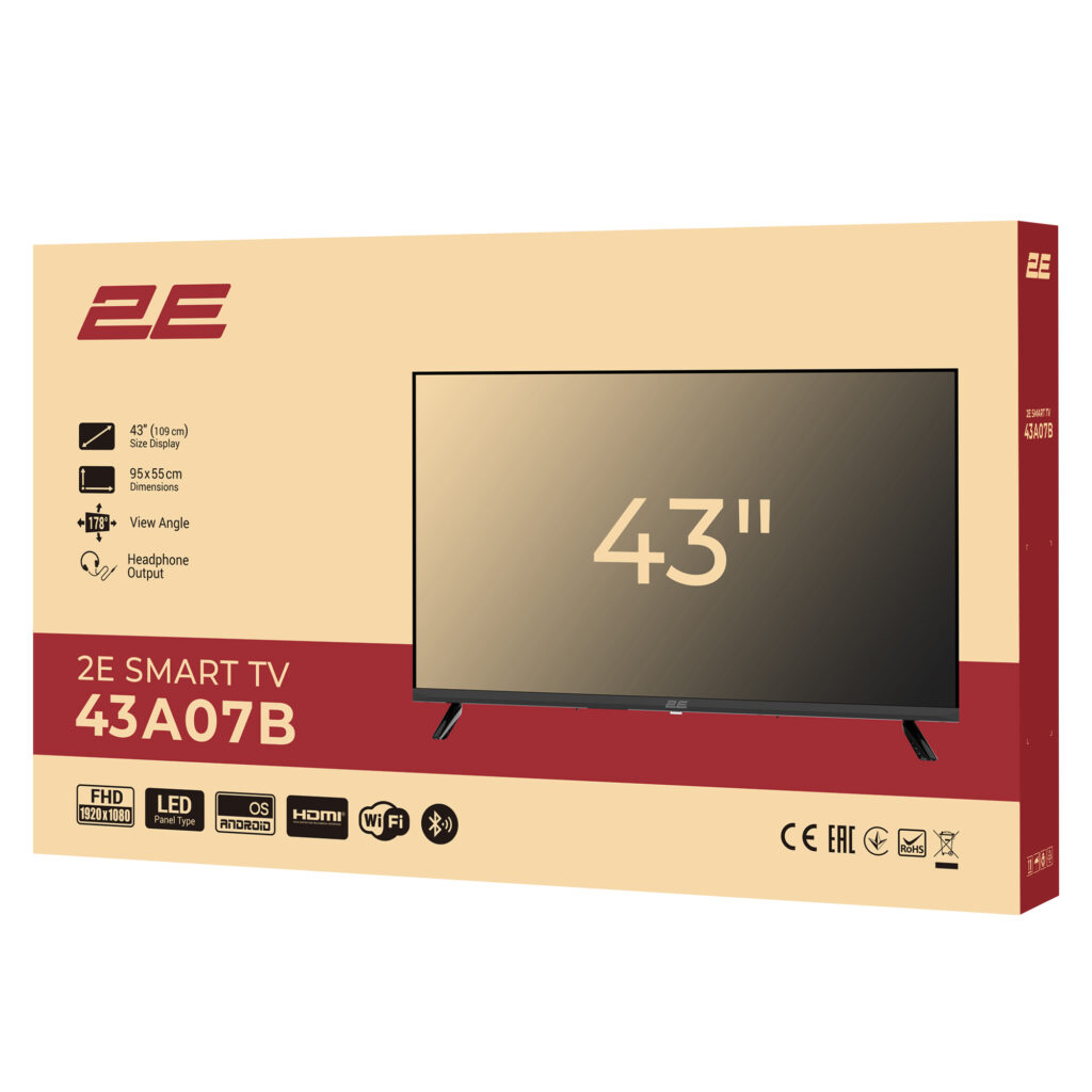 Телевізор 43″ 2E LED FHD 60Hz Smart Android Black