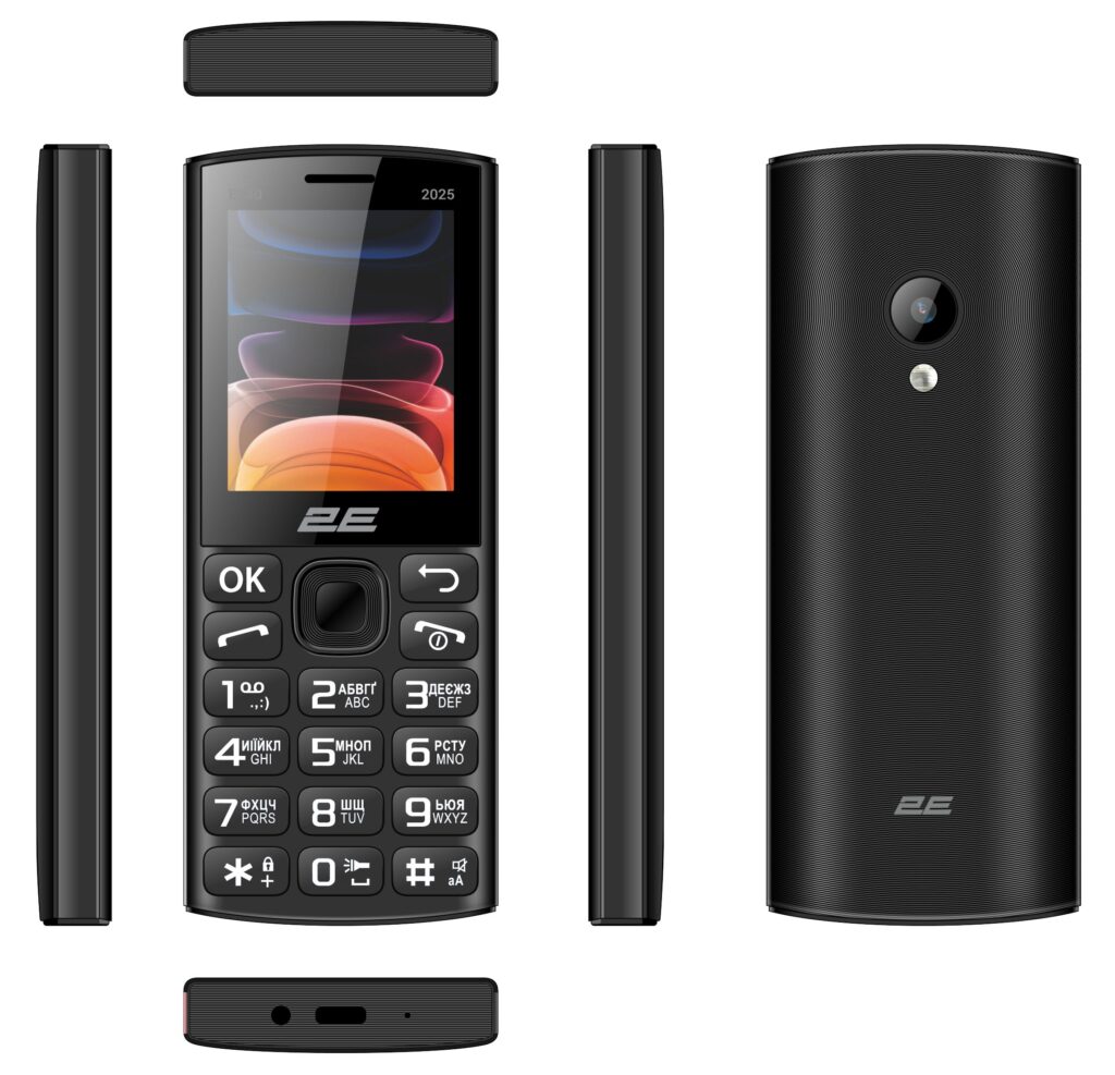 Мобільний телефон 2E E240 2025 2.4″ 2SIM, 1400мА•год, чорний