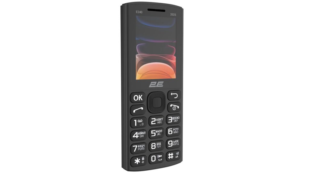 Мобільний телефон 2E E240 2025 2.4″ 2SIM, 1400мА•год, чорний
