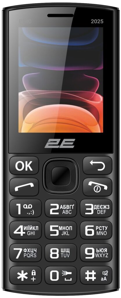 Мобільний телефон 2E E240 2025 2.4″ 2SIM, 1400мА•год, чорний