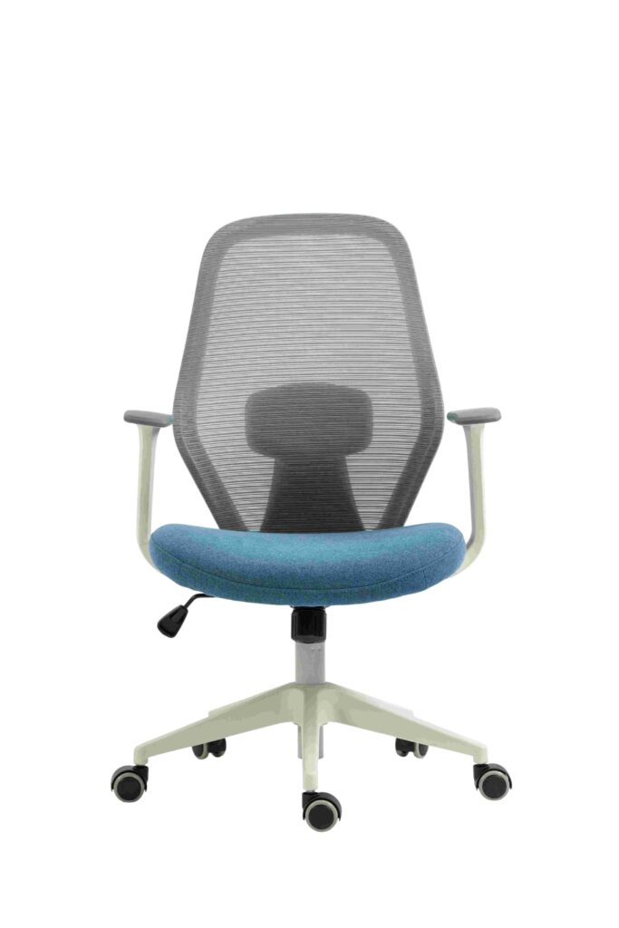 2E Office Chair OC110, fabric, fixed armrests, gray-blue