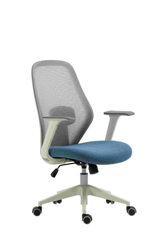 2E Office Chair OC110, fabric, fixed armrests, gray-blue