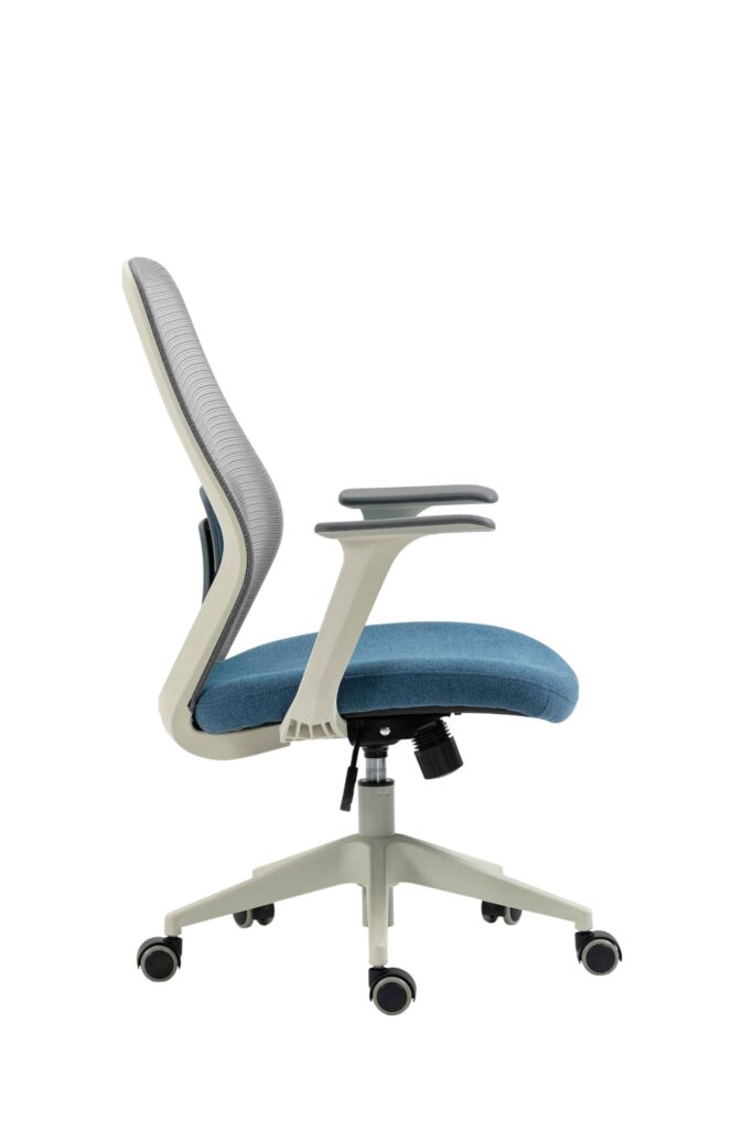 2E Office Chair OC110, fabric, fixed armrests, gray-blue
