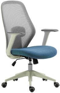 2E Office Chair OC110, fabric, fixed armrests, gray-blue