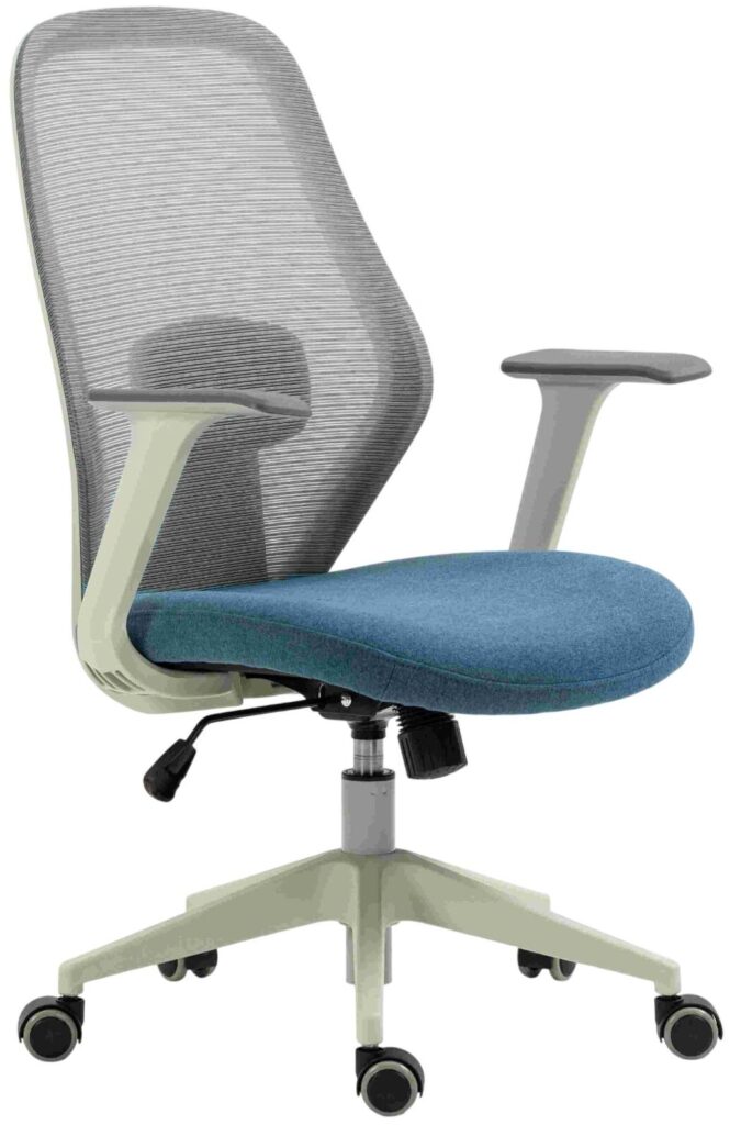 2E Office Chair OC110, fabric, fixed armrests, gray-blue