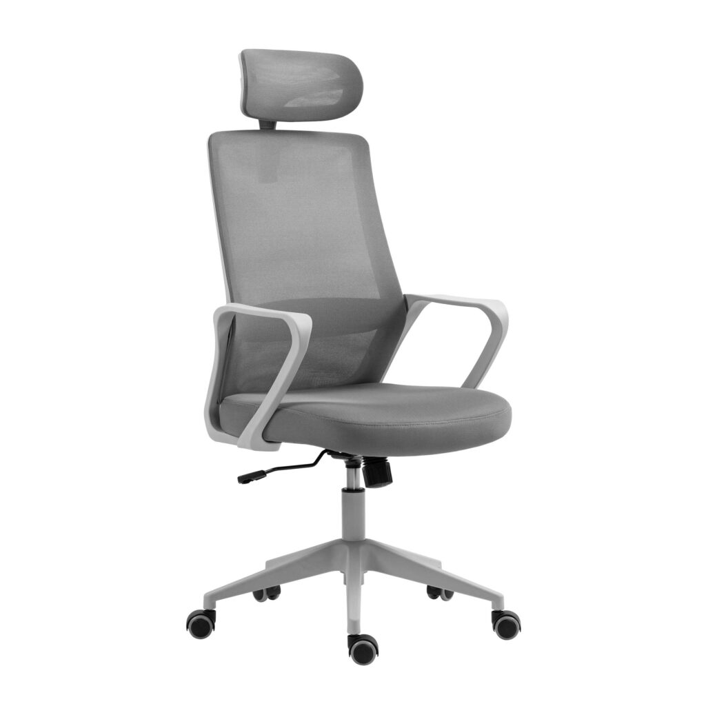 2E Office Chair OC120, fabric, fixed armrests, headrest, gray