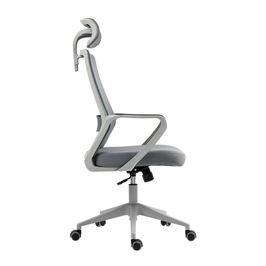 2E Office Chair OC120, fabric, fixed armrests, headrest, gray