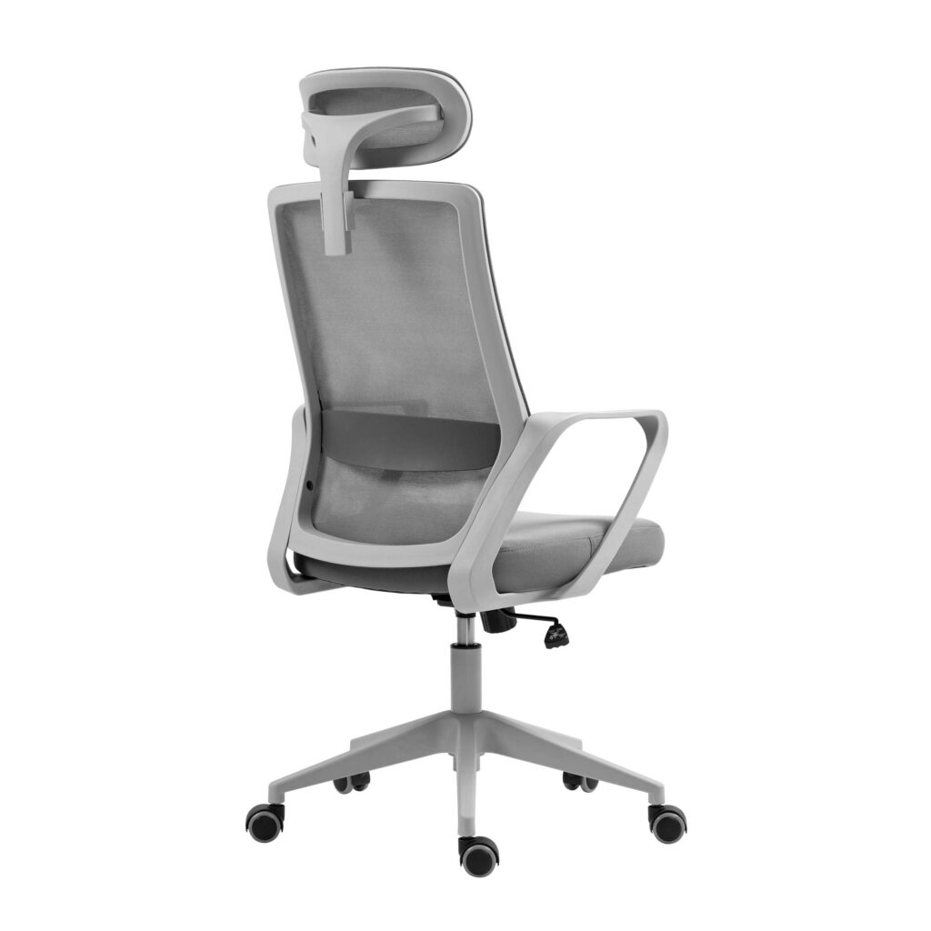 2E Office Chair OC120, fabric, fixed armrests, headrest, gray