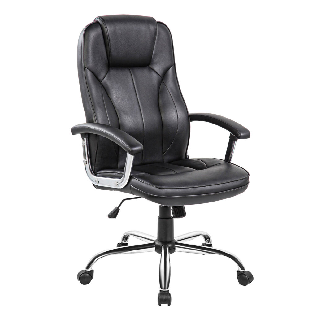 2E Office Chair OC135, PU leather, fixed armrests, black