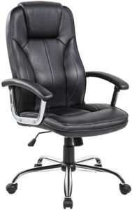 2E Office Chair OC135, PU leather, fixed armrests, black