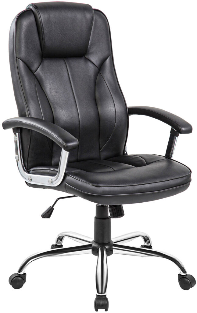 2E Office Chair OC135, PU leather, fixed armrests, black