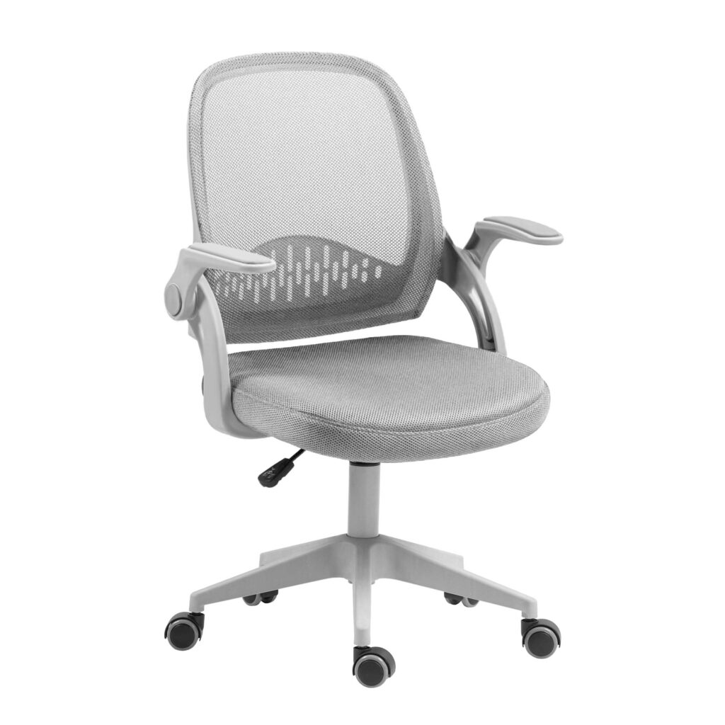 2E Office Chair OC100, fabric, flip-up armrests, light gray