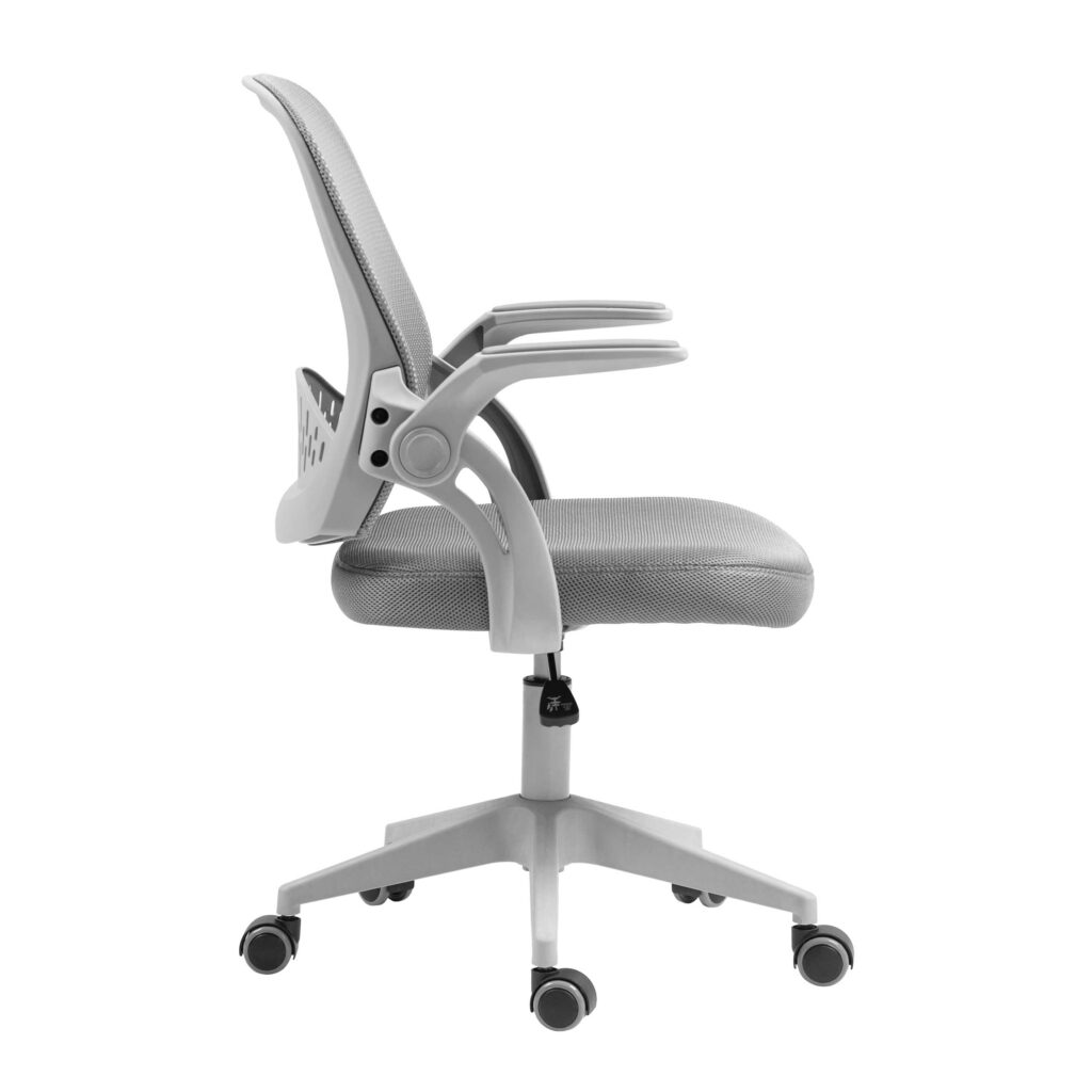 2E Office Chair OC100, fabric, flip-up armrests, light gray