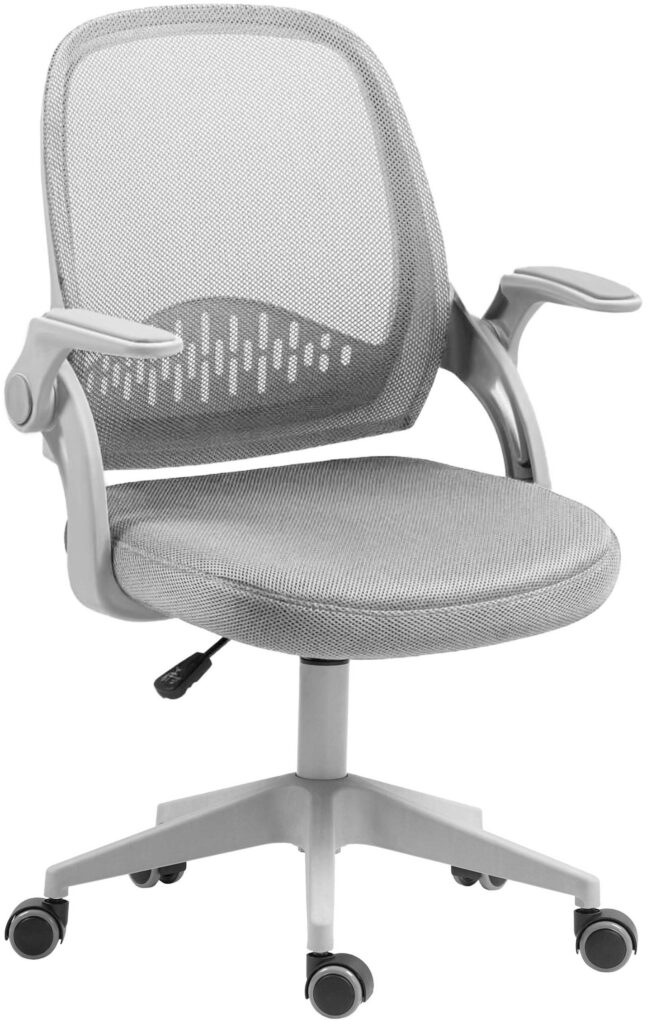 2E Office Chair OC100, fabric, flip-up armrests, light gray