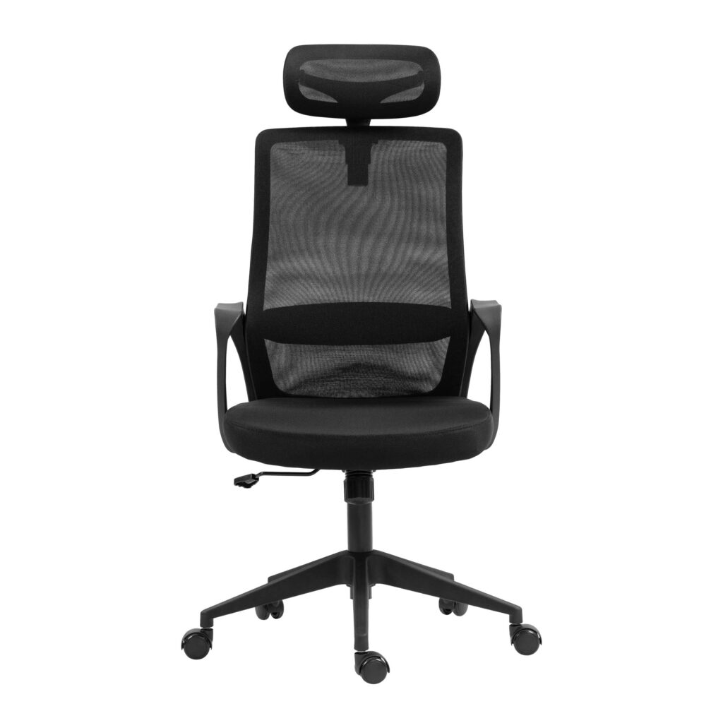2E Office Chair OC120, fabric, fixed armrests, headrest, black