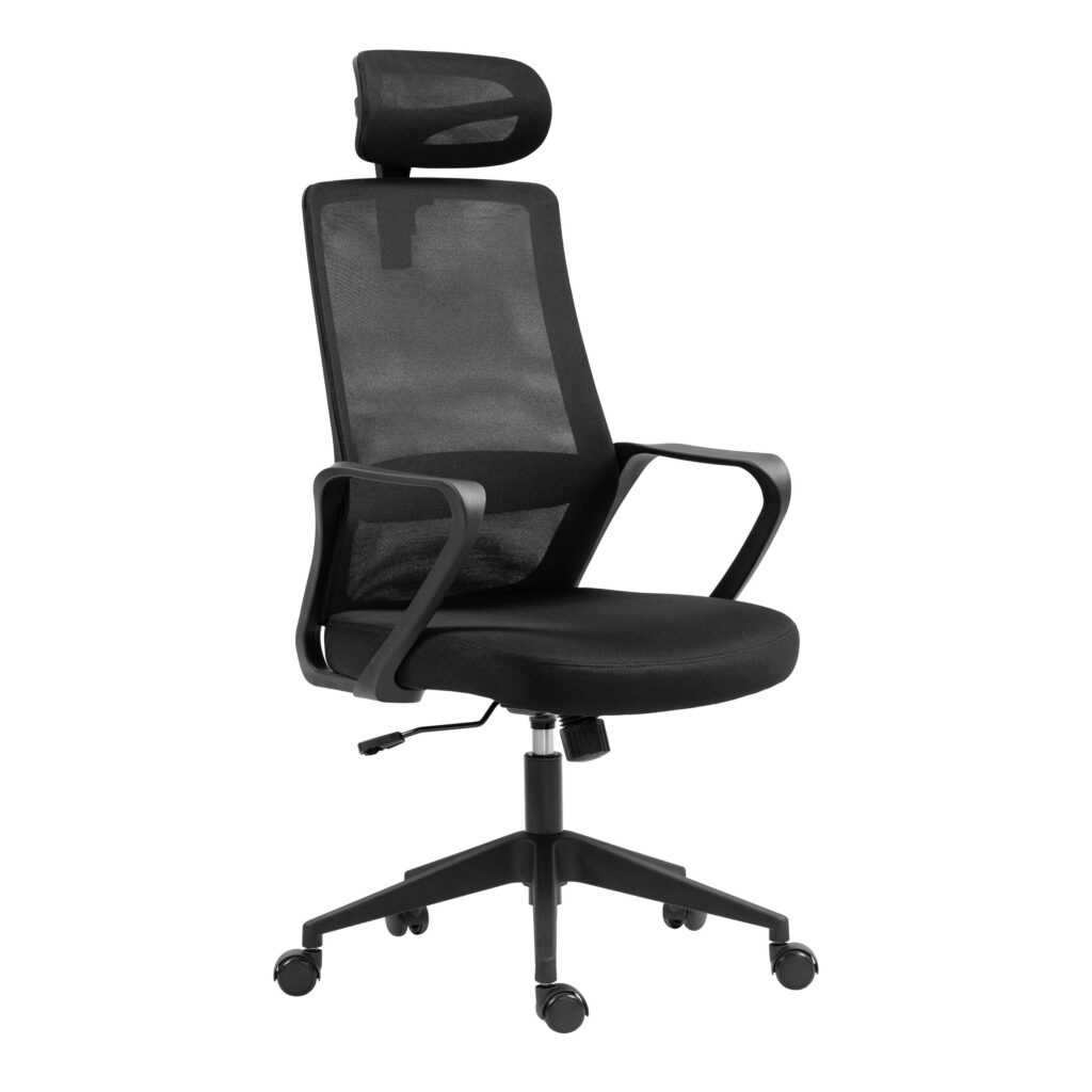 2E Office Chair OC120, fabric, fixed armrests, headrest, black