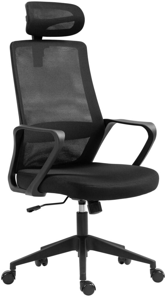 2E Office Chair OC120, fabric, fixed armrests, headrest, black
