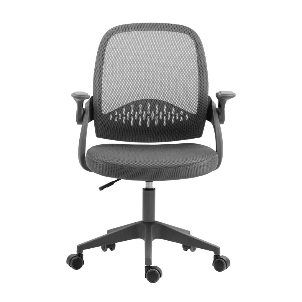 2E Office Chair OC100, fabric, flip-up armrests, dark gray