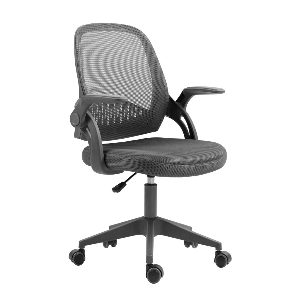 2E Office Chair OC100, fabric, flip-up armrests, dark gray