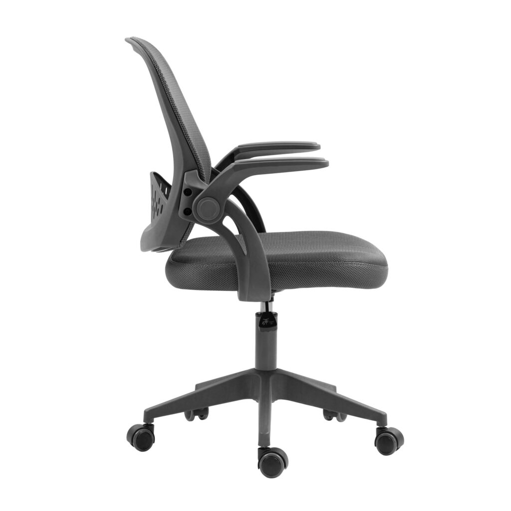 2E Office Chair OC100, fabric, flip-up armrests, dark gray