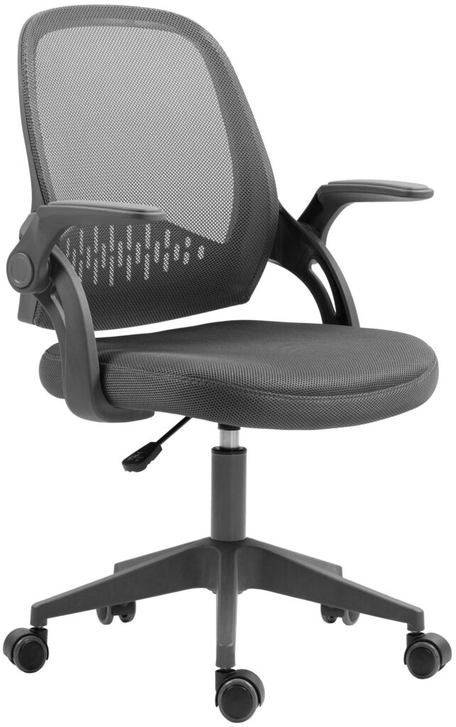 2E Office Chair OC100, fabric, flip-up armrests, dark gray