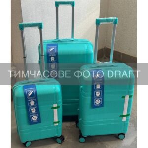 2E Suitcase set 3in1, M6939, polypropylene, (L+M+S), lock (not TSA), 4 wheels, light green
