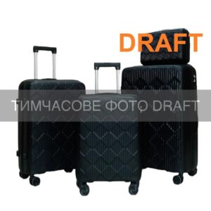 2E Suitcase set 3in1, M7977, polypropylene, (L+M+S), lock (not TSA), anti theft zipper, 4 wheels, black