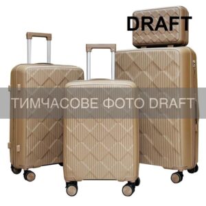 2E Suitcase set 3in1, M7977, polypropylene, (L+M+S), lock (not TSA), anti theft zipper, 4 wheels, khaki
