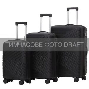 2E Suitcase set 3in1, M6993, polypropylene, (L+M+S), lock (not TSA), 4 wheels, black