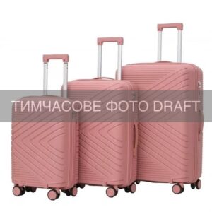 2E Suitcase set 3in1, M6993, polypropylene, (L+M+S), lock (not TSA), 4 wheels, rose gold