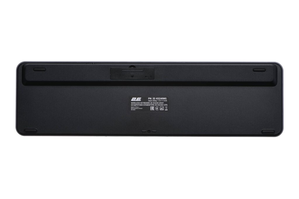 Клавіатура мембранна 2E KS240 110key, WL/BT, EN/UK/RU, сіро-чорний