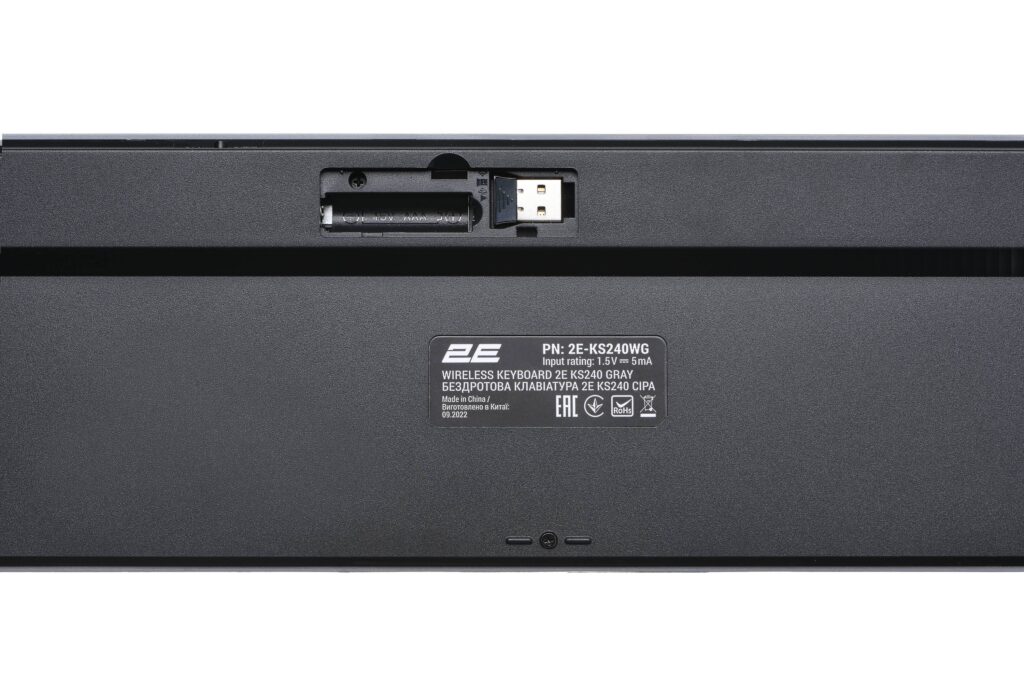 Клавіатура мембранна 2E KS240 110key, WL/BT, EN/UK/RU, сіро-чорний