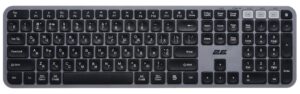 Клавіатура мембранна 2E KS240 110key, WL/BT, EN/UK/RU, сіро-чорний