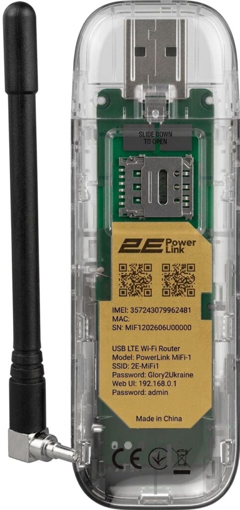 Mobile router 2E PowerLink MiFi-1 (2026) LTE, Wi-Fi4, 1xUSB, 1xCRC9 Transparent-black