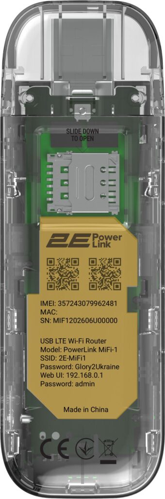 Mobile router 2E PowerLink MiFi-1 (2026) LTE, Wi-Fi4, 1xUSB, 1xCRC9 Transparent-black