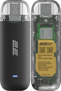 Mobile router 2E PowerLink MiFi-1 (2026) LTE, Wi-Fi4, 1xUSB, 1xCRC9 Transparent-black