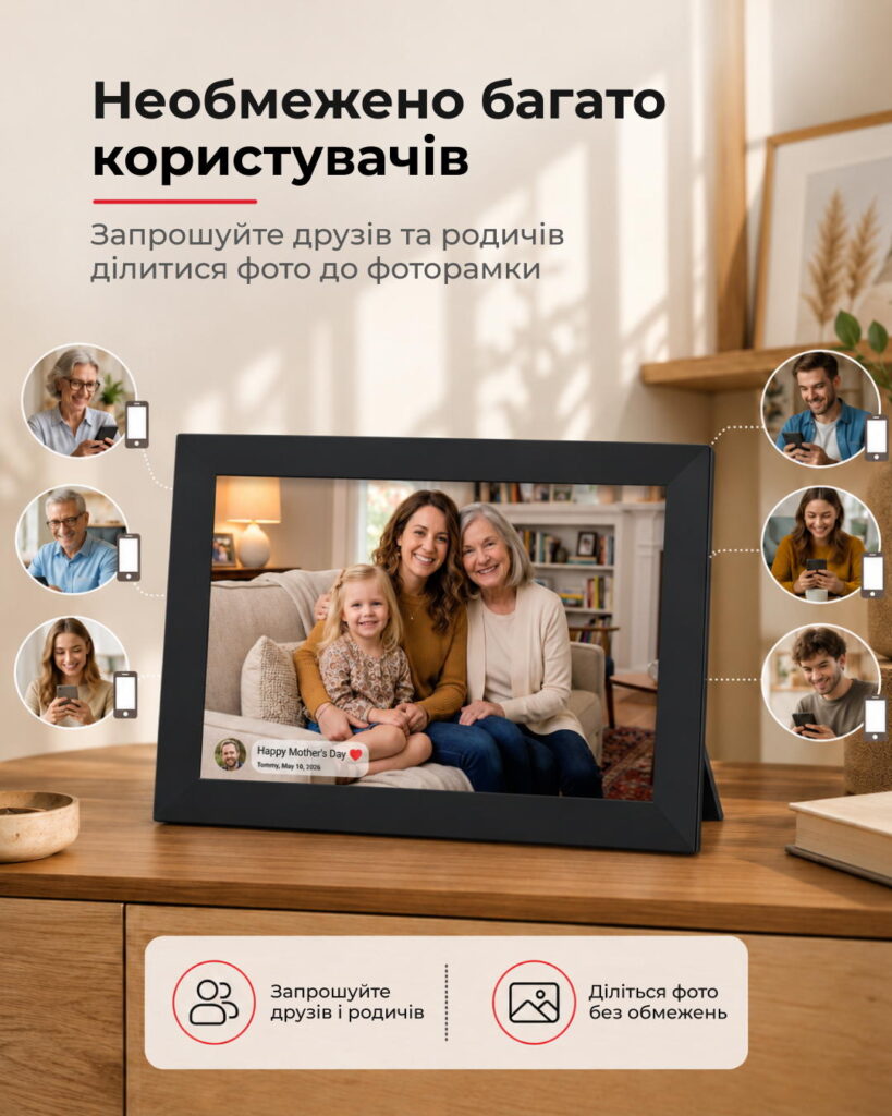 2E DPF10 10″ Digital Photo Frame, IPS, FHD, 1GB, 32GB, 2x1W Speakers, Frameo SW, Touchscreen, Black