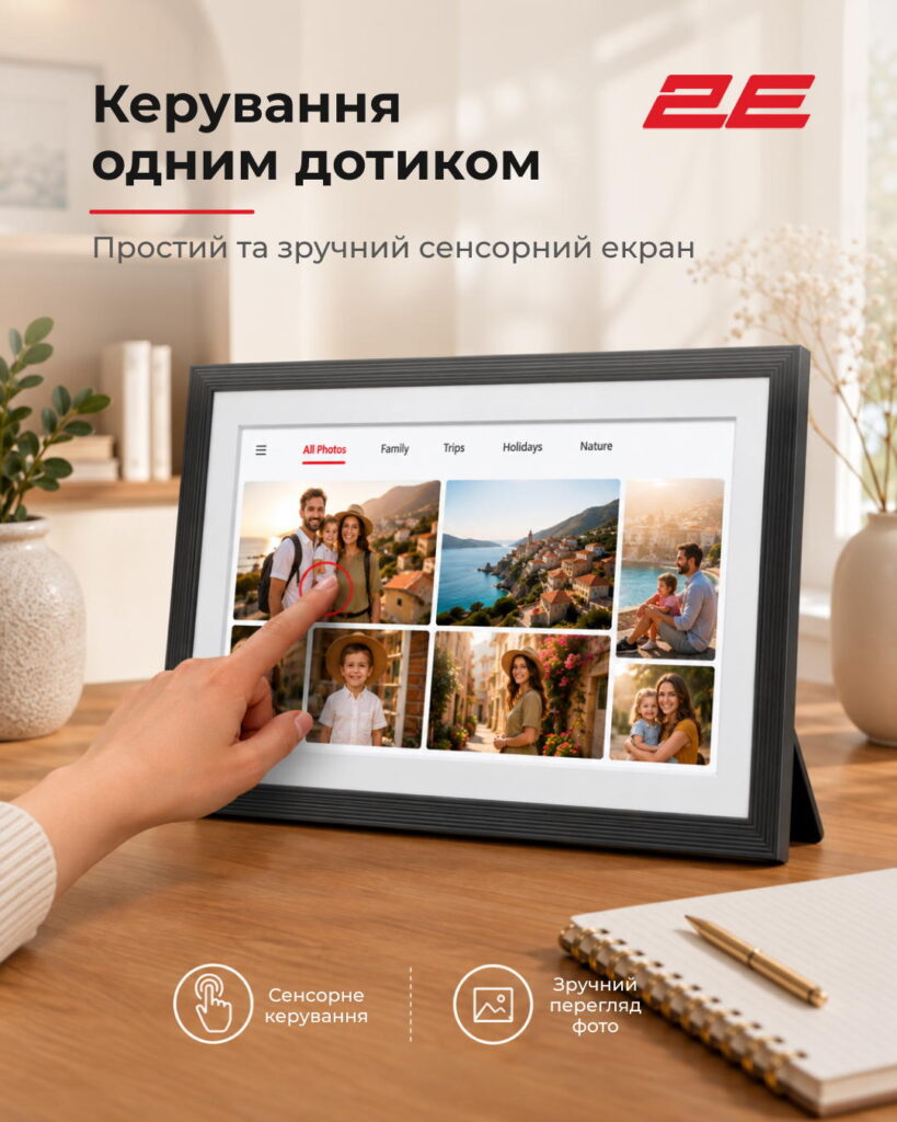 2E DPF10-PBK 10.1″ Digital Photo Frame, IPS, 800?1280, 1GB, 32GB, 2?1W Speakers, Frameo SW, Touchscreen, WiFi, White