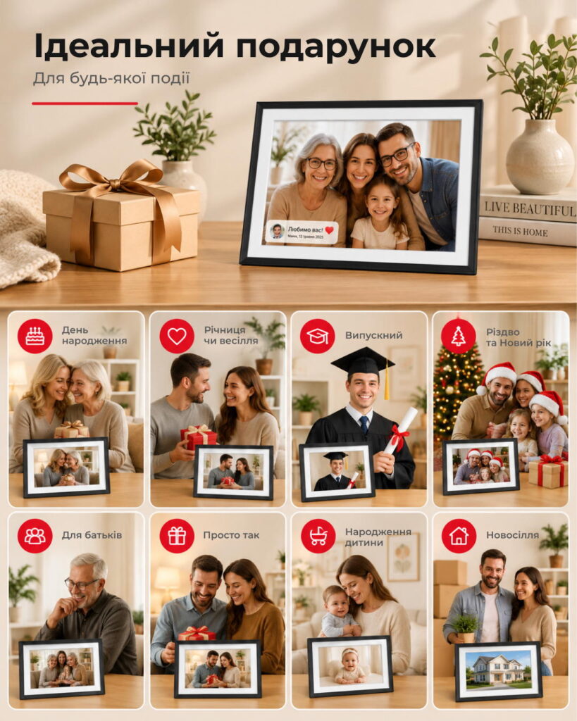 2E DPF10-PBK 10.1″ Digital Photo Frame, IPS, 800?1280, 1GB, 32GB, 2?1W Speakers, Frameo SW, Touchscreen, WiFi, White