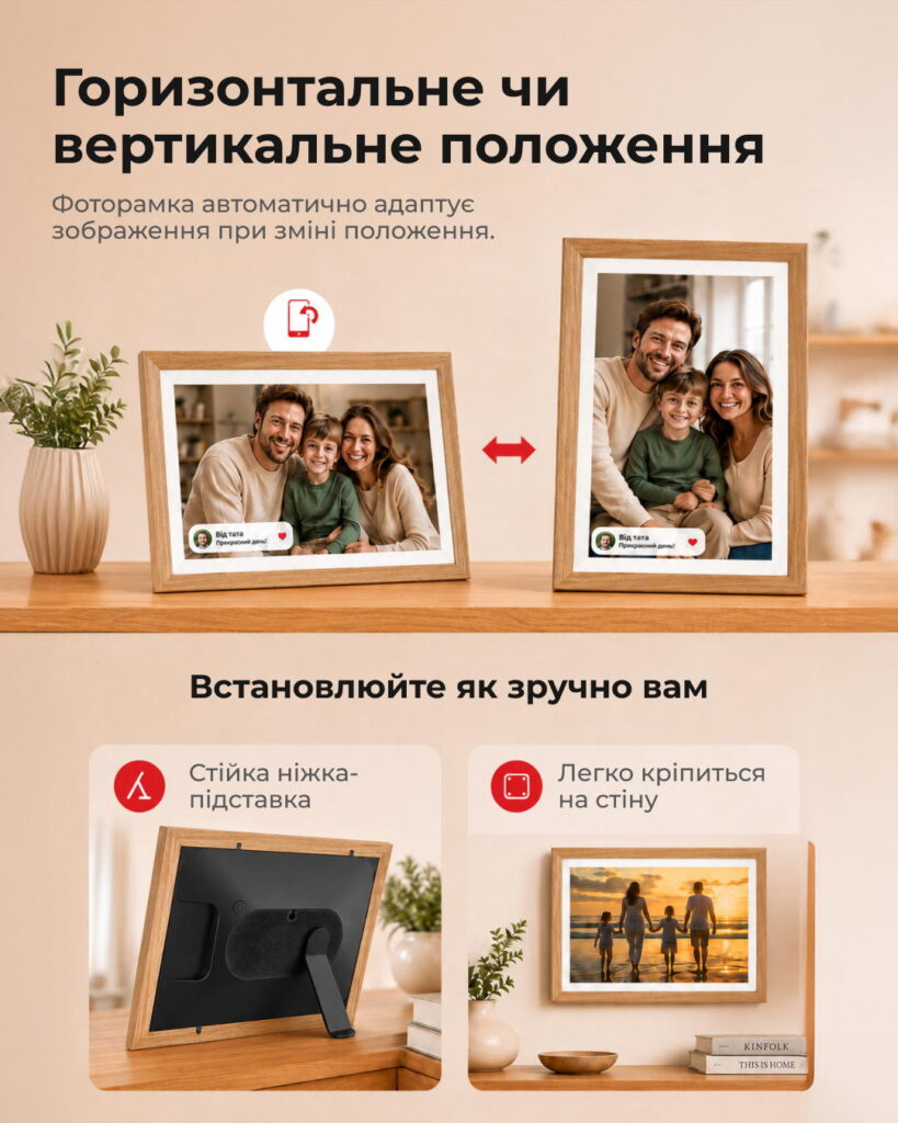 2E DPF10-WDYW 10″ Digital Photo Frame, IPS, FHD, 1GB/32GB, 2?1W Speakers, Frameo SW, Touchscreen, WiFi, Wood Frame, Yellow