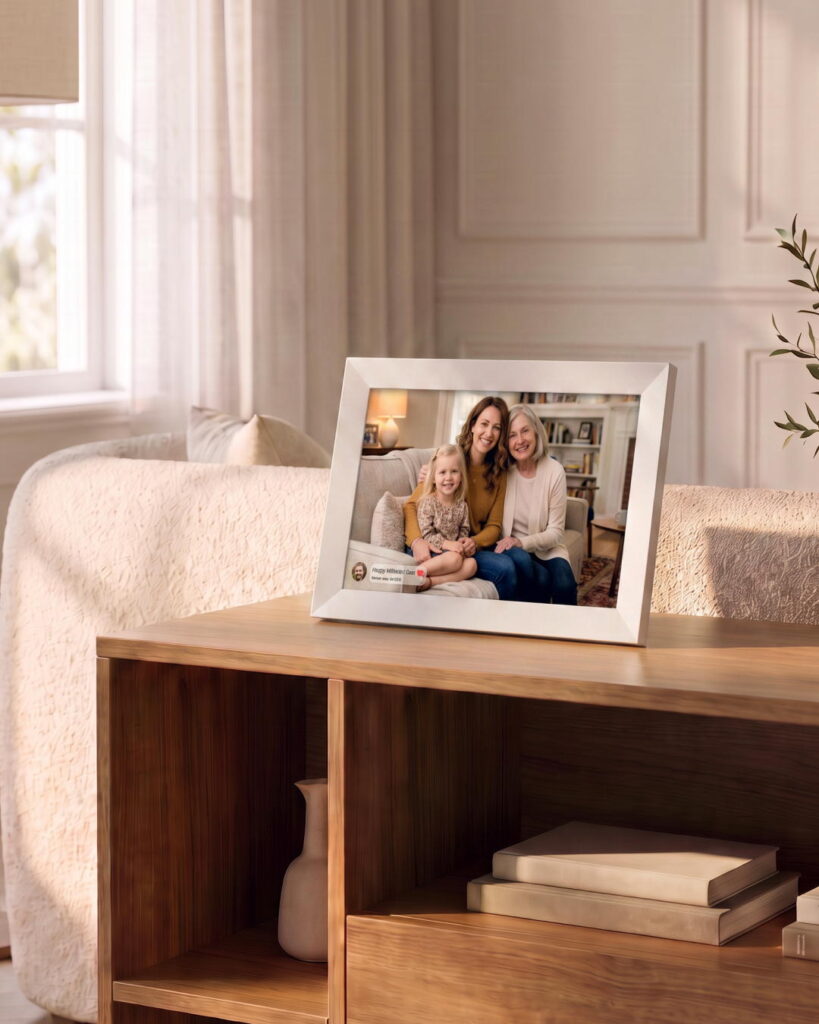 2E DPF10 10″ Digital Photo Frame, IPS, FHD, 1GB, 32GB, 2x1W Speakers, Frameo SW, Touchscreen, White