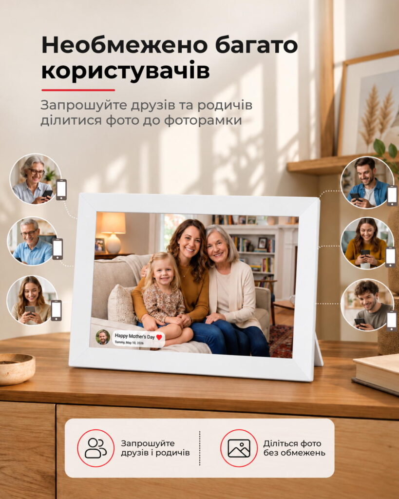 2E DPF10 10″ Digital Photo Frame, IPS, FHD, 1GB, 32GB, 2x1W Speakers, Frameo SW, Touchscreen, White