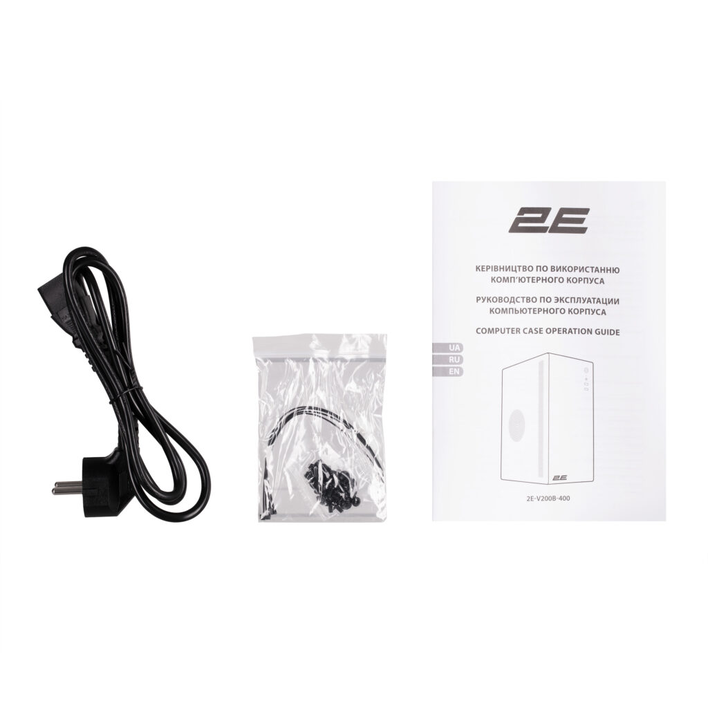 Корпус 2E Credo V200B-400 з БЖ 2E ATX400, 2xUSB3.0, 1×80мм, VGA 250мм, mATX, чорний