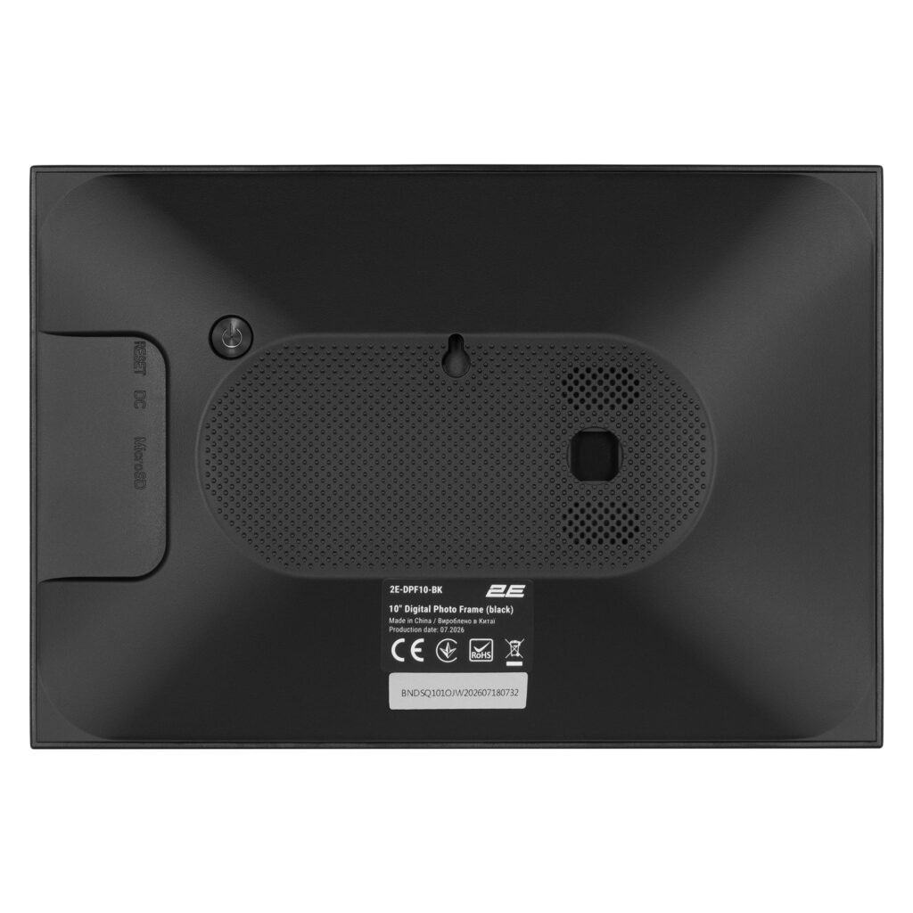 Цифрова фоторамка 2E DPF10 10″, IPS, FHD, 1GB, 32GB, динаміки 2×1Вт, ПЗ Frameo, сенсорний екран, чорний